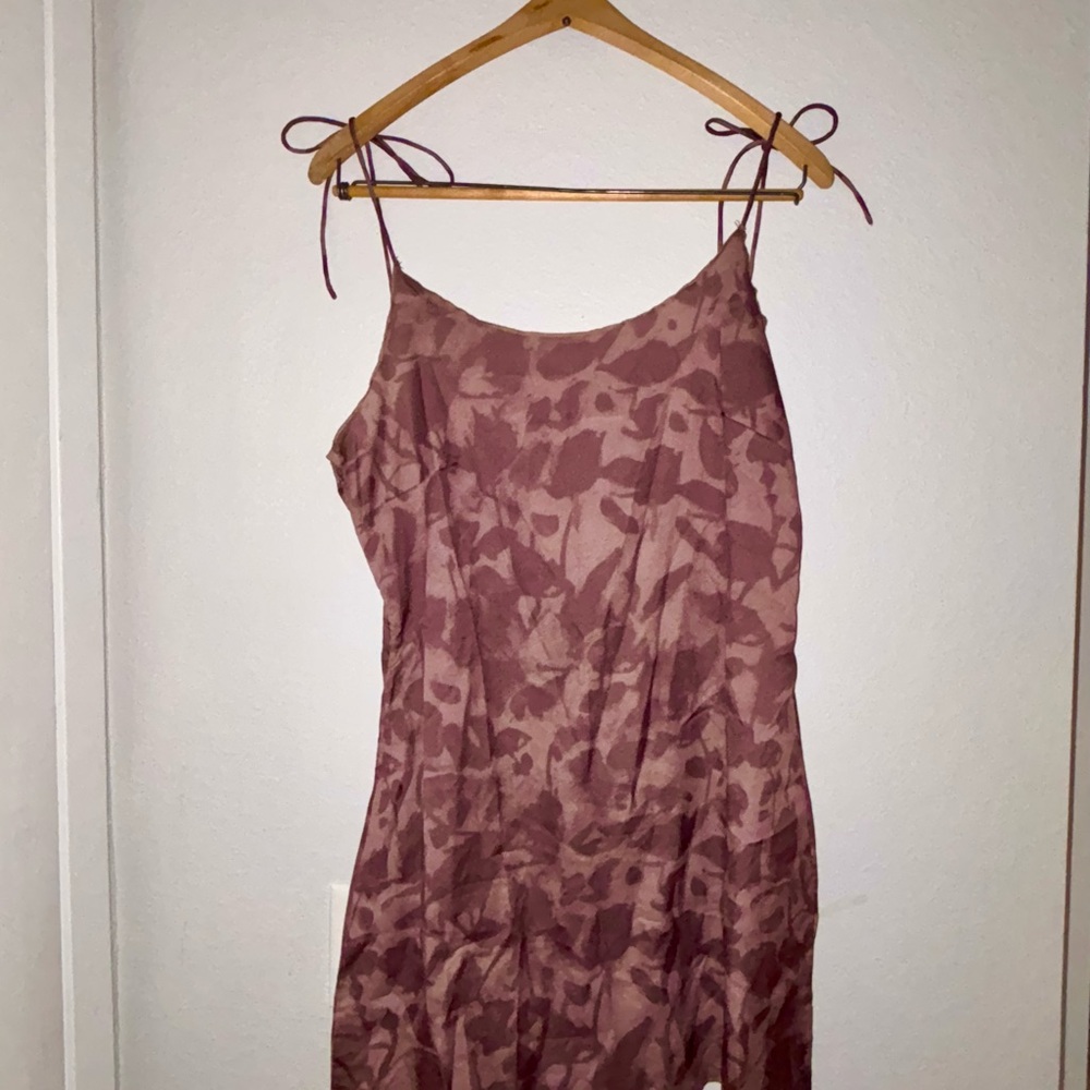 Pink Patterned Spaghetti Strap Dress
